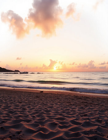 Beautiful sunrise on the beach in the tropics. Toned.の写真素材