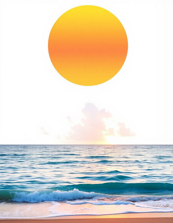 Sunset over the sea. Nature composition. Sunset on the beach.の写真素材