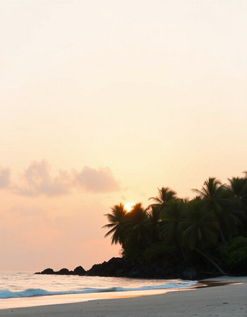 Beautiful sunset on the beach at Seychelles, Maheの写真素材