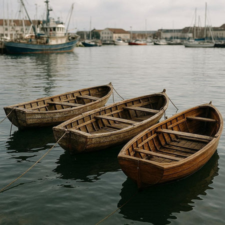 Wooden boats in the port of Vieste, Italy.