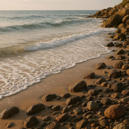 beach and sea in the morning, beautiful photo digital picture.
