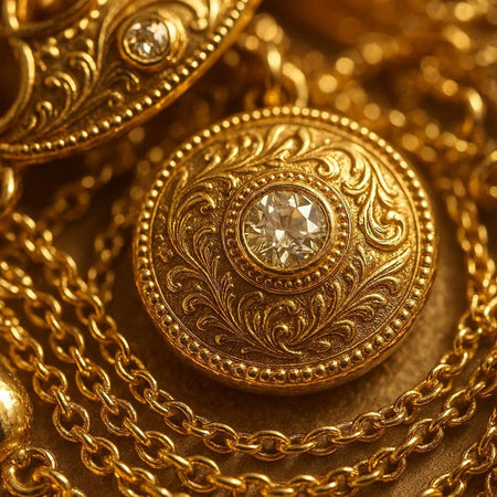 gold jewelry on a gold background close-up. macro photo.