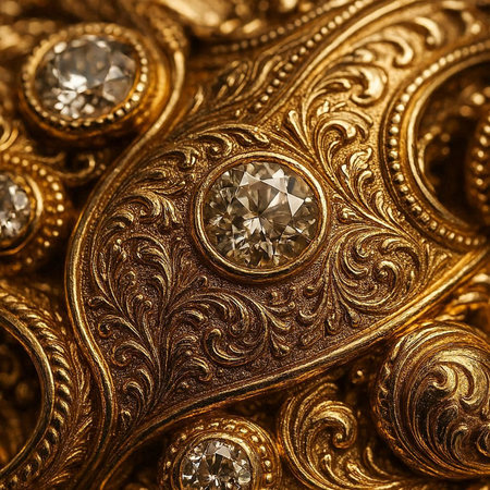 Jewelry background. Gold jewelry. Close-up shot.