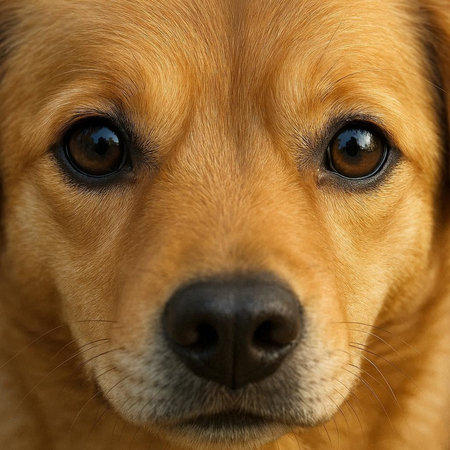 Close-up portrait of a golden retriever dog looking at the camera