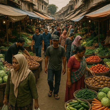 Unidentified people at the vegetable market circa October 2017 in Bhaktapur.