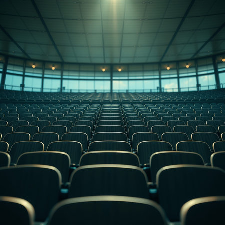 Empty seats in the auditorium at the airport, vintage filter effect