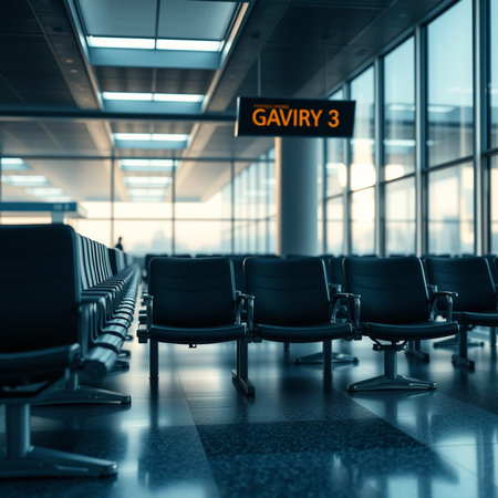 Airport terminal. Departure lounge. Toned image.