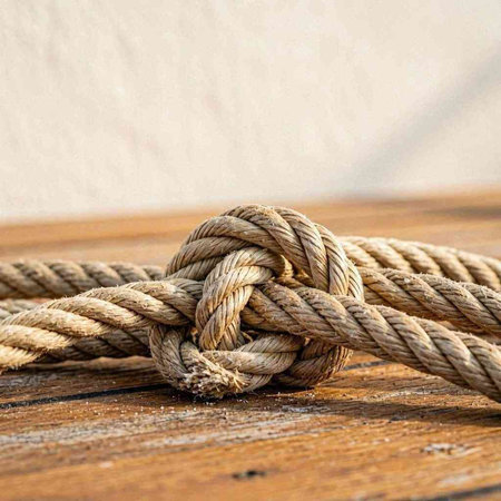 Rope on the deck of a sailing ship, close-up