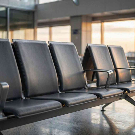 Waiting area in the airport. Empty seats at the airport.