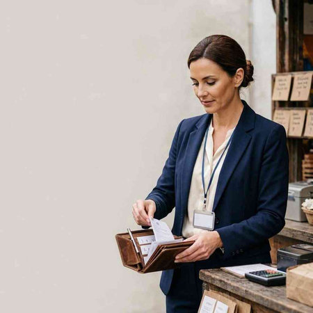 Portrait of a female receptionist at a hotel or restaurant.