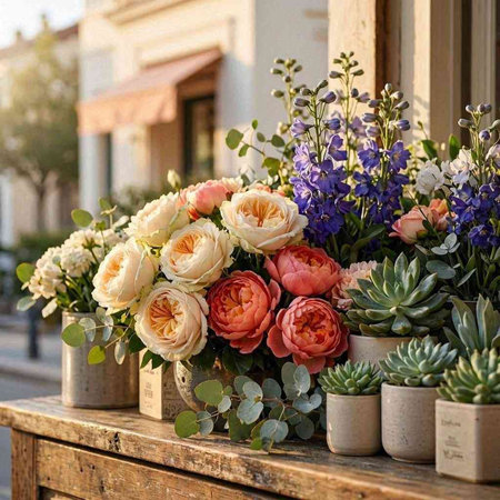 Beautiful bouquet of flowers in a vase on the table