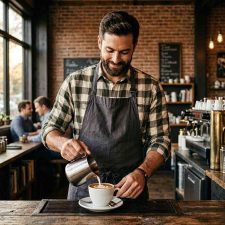Barista Cafe Barista Coffee Shop Uniform Apron Service Restaurant Concept