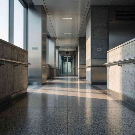 Interior of a corridor in a modern office building. 3D rendering