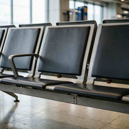 Empty seats in the airport terminal. Empty seats in the airport.