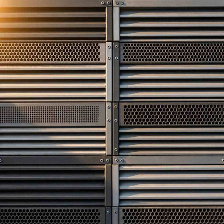 Steel grating of a large industrial building closeup. Industrial background