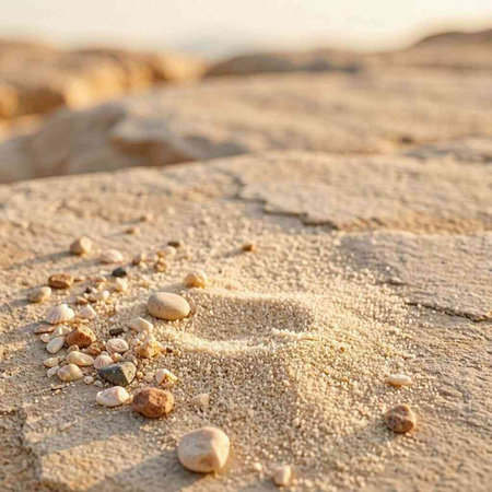 footprint in the sand on the seashore, close-up