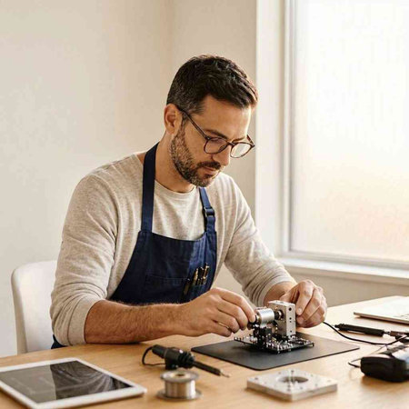 Repairman repairing a broken computer at home. Repair service.