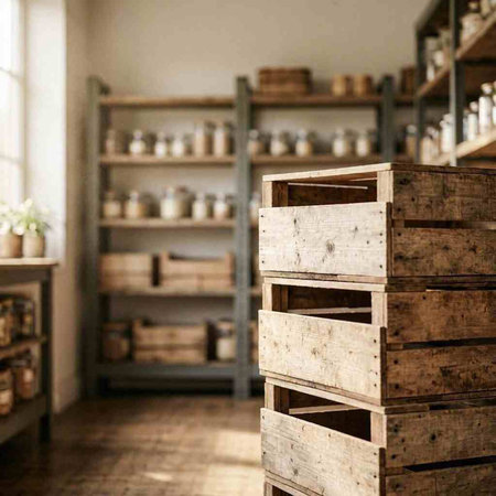 Wooden boxes in the warehouse. 3d rendering, 3d illustration.