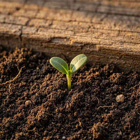 Green seedling illustrating concept of new life and beginning of life.