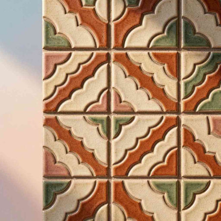 Detail of Portuguese glazed ceramic tiles. Seamless pattern.