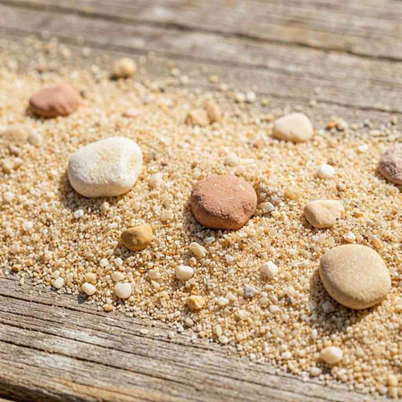 Pebbles on a wooden surface, close-up, background