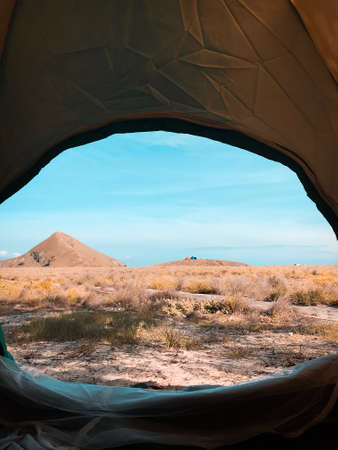Camping at Kenawa Island, West Nusa tenggara , Indonesiaの写真素材