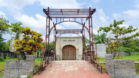 Sleman Regency, Yogyakarta, Indonesia - November 2022 : Fort van donker with ancient bridge in Gamplong Studio Alamのeditorial素材