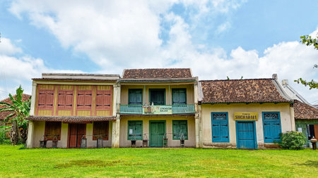 Sleman Regency, Yogyakarta, Indonesia - November 2022 : Old building in the style of Dutch architecture, relics of the past in Gamplong Studio Alamのeditorial素材