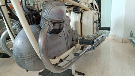 Close Up of detail Classic big bike Motorcycle Engineの写真素材