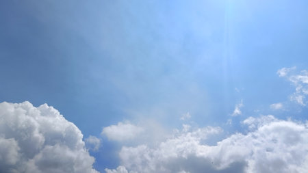 Sunny Blue Sky with clouds background, Copy Space For Textの写真素材