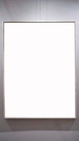 Mock up canvas painting art frame on white art gallery wall