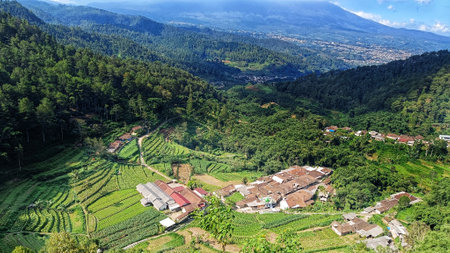 landscape of village from the top of the mountain