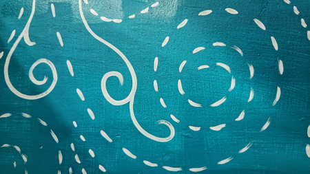turquoise background with white line artの写真素材