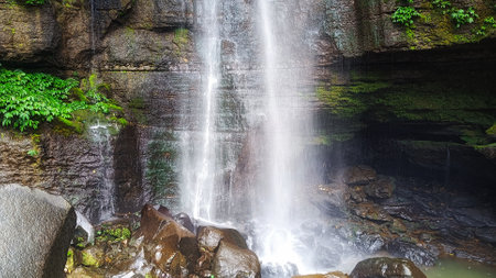 flow of water from natural mountain springsの写真素材