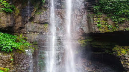 flow of water from natural mountain springsの写真素材