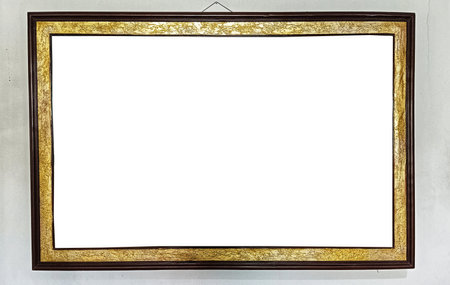 Mock up canvas painting art frame on white art gallery wallの写真素材