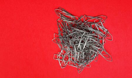 paper clip on color background with text space