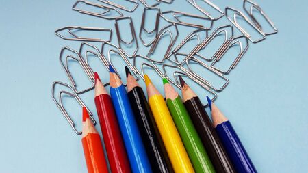 paper clip on color background with text spaceの写真素材