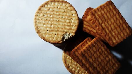 wheat cookies isolated on white background with text space