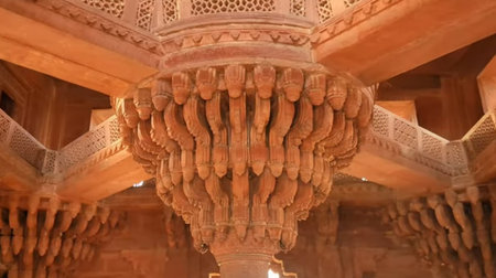 Detail of the interior of the Amber Fort in Jaipur, India