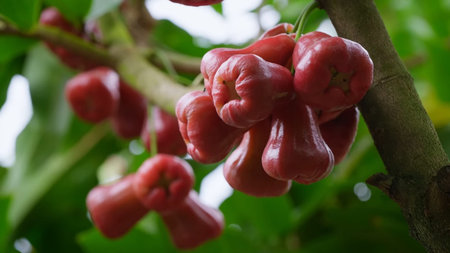 Rose apple or chomphu fruit on tree in the garden