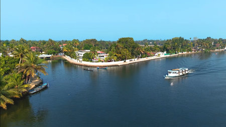 Aerial view of the island of Sri Lanka in a sunny dayの写真素材