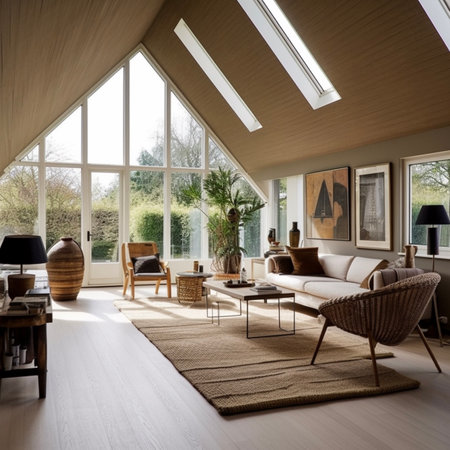 Interior of a design country house in the Netherlands, beautifully made with Generative AIの素材