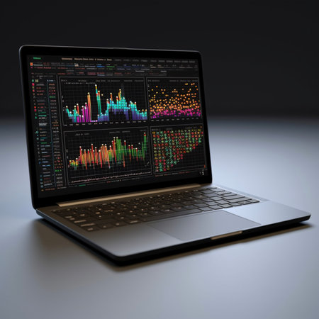 Laptop with analytical data, beautifully made with Generative AIの素材