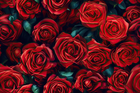 Tile Seamless Full Red Roses - Generative AIの素材