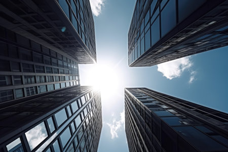 Business Office Building View From Below on a Sunny Day - Generative AIの素材