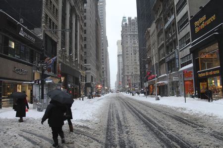 Broadway, New York City, Manhattan snow storm February 26 2010のeditorial素材