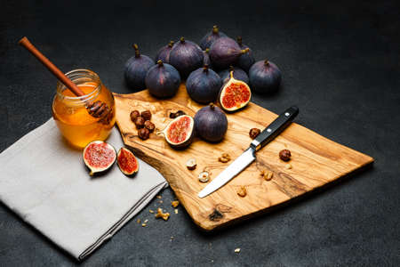Fig isolated on dark concrete backgroundの写真素材