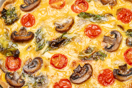 Traditional quiche tart texture top view close-upの写真素材