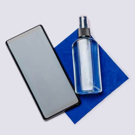 Protection or sanitation against viruses or germs - mobile phone cleaning or disinfection with...